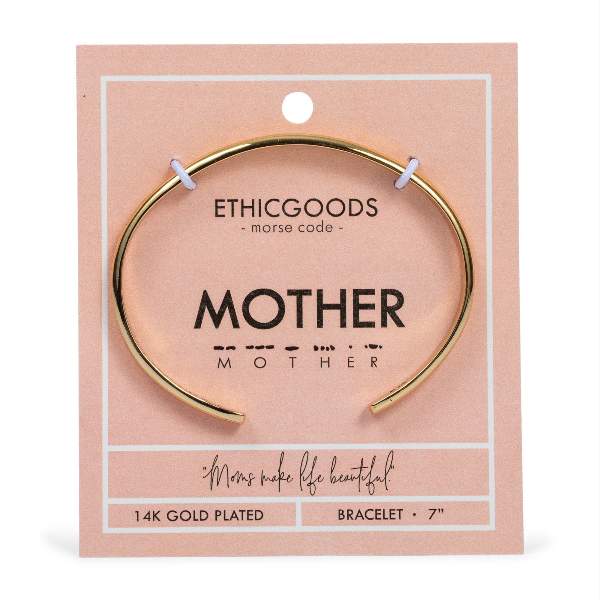Morse Code Gold Cuff Bracelet - Mother