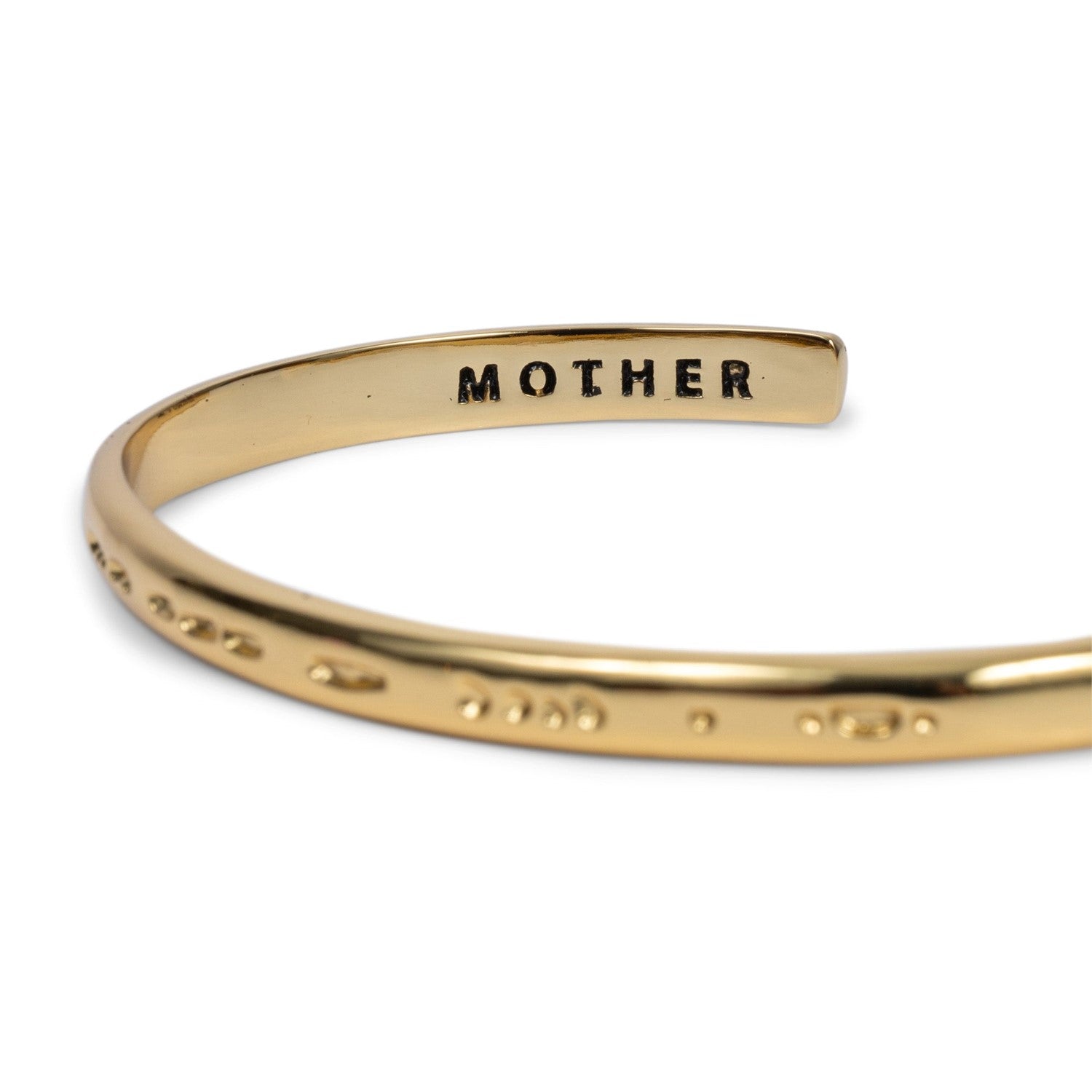 Morse Code Gold Cuff Bracelet - Mother