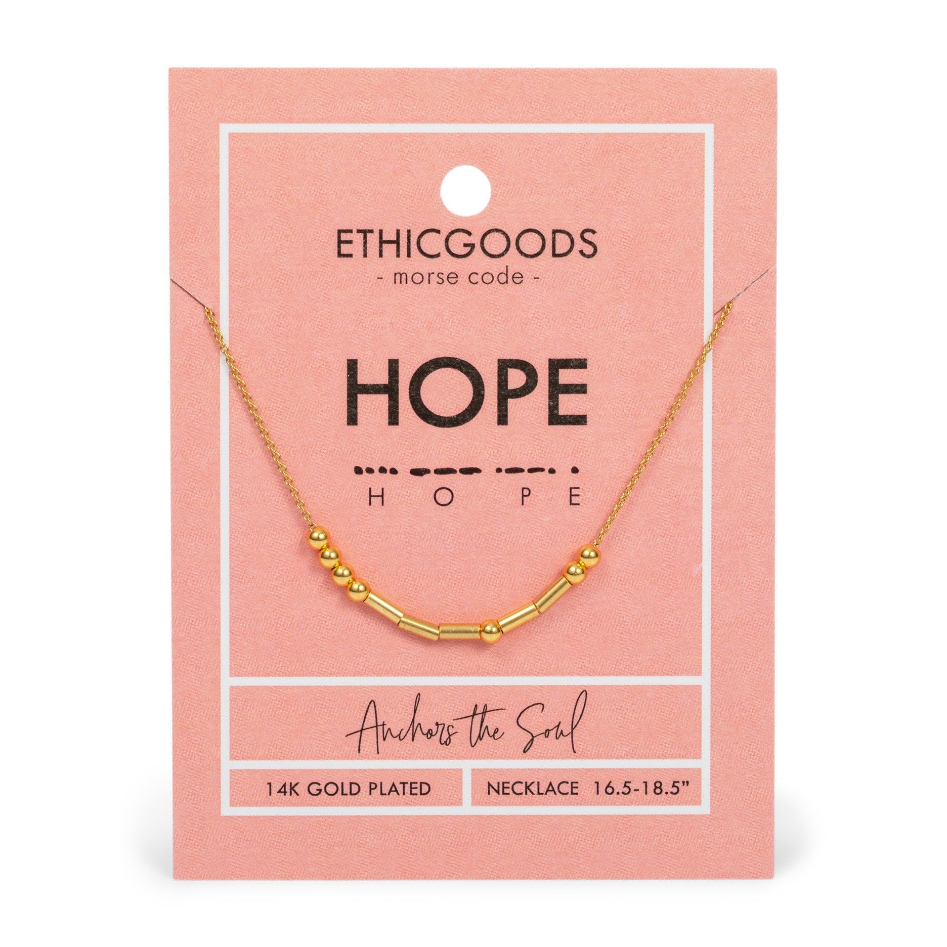 Morse Code Gold Beaded Necklace - Hope