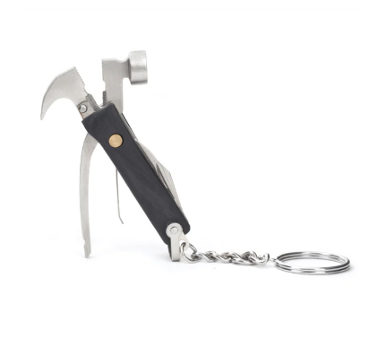 Black Wood Mini Hammer Multi-Tool Keychain