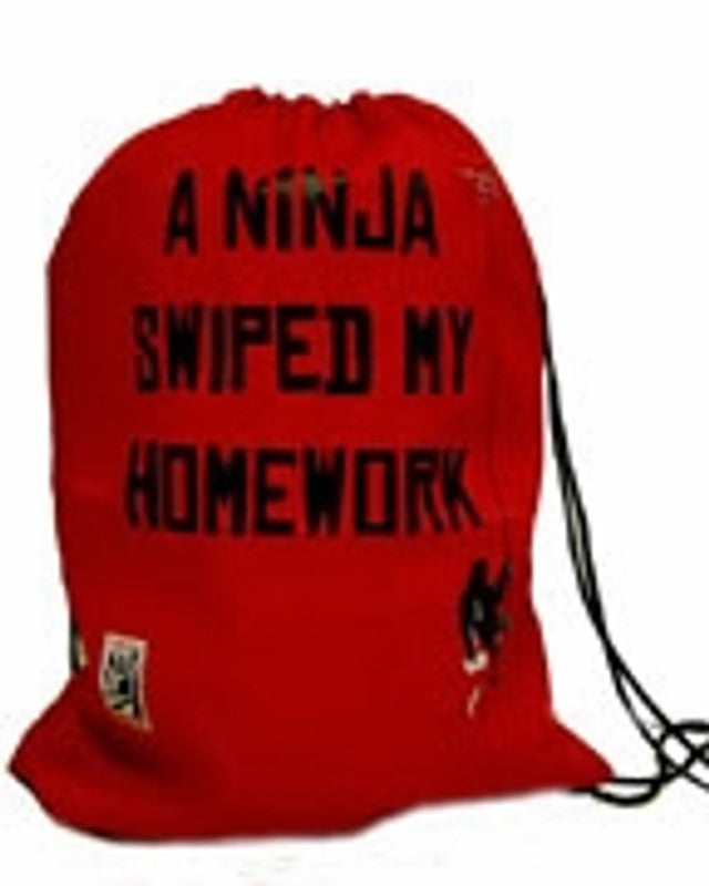 "A Ninja Swiped My Homework" Drawstring Book Bag (Set of 4 - Spy Museum Exclusive)